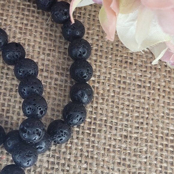 7" Volcano Beads Genuine Natural Women's Stretch Bracelet Essential Oils - Picture 2 of 3